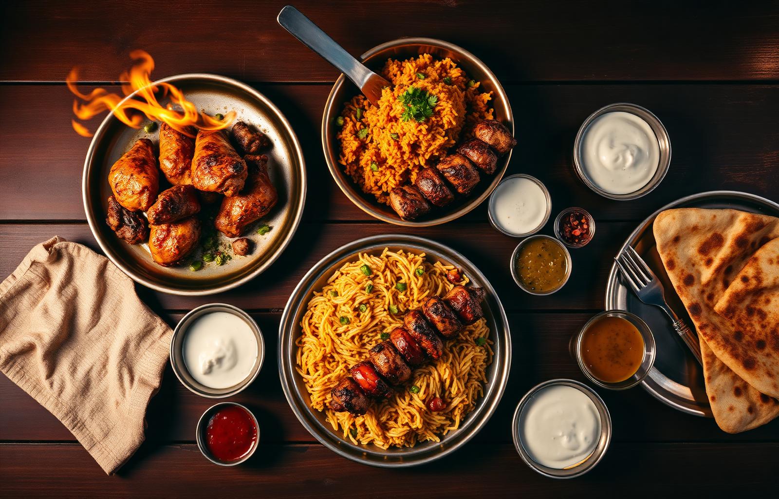 Halal Pakistani and Indian cuisine spread at Plateau Indian Cuisine in Van Horn, TX